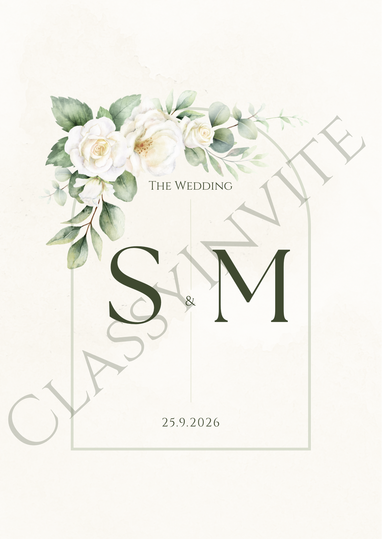 White Rose Wedding Invitation